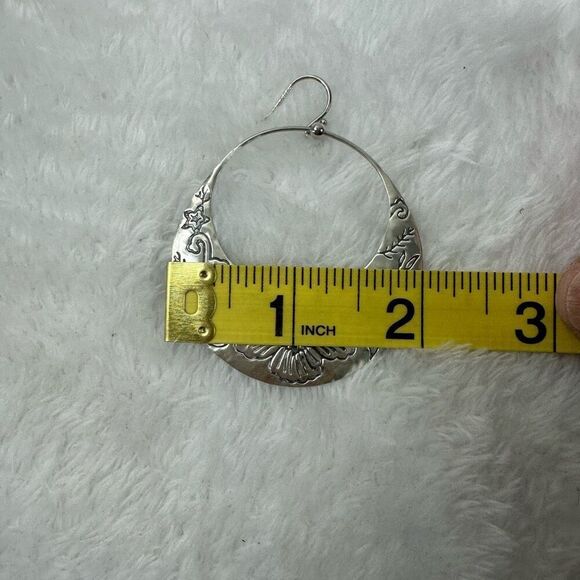 Silpada 925 Sterling Silver Flower Basket Hoops Drop Earrings Boho W2378 - Picture 5 of 7